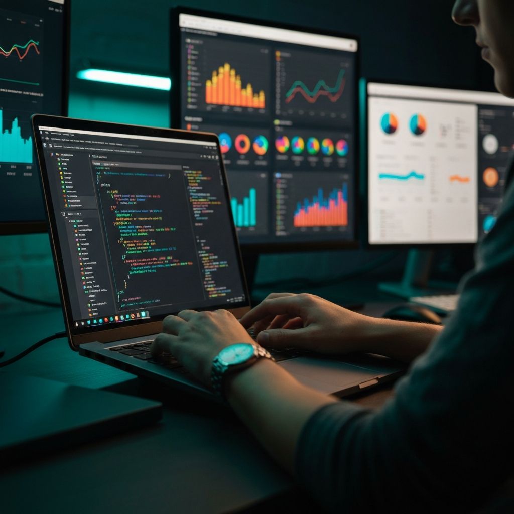 Developer working on custom software solutions